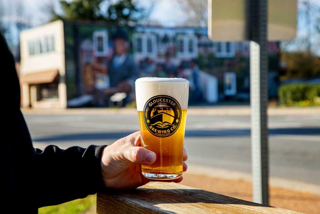 Holding beer outside at Gloucester Brewery Co. shoot