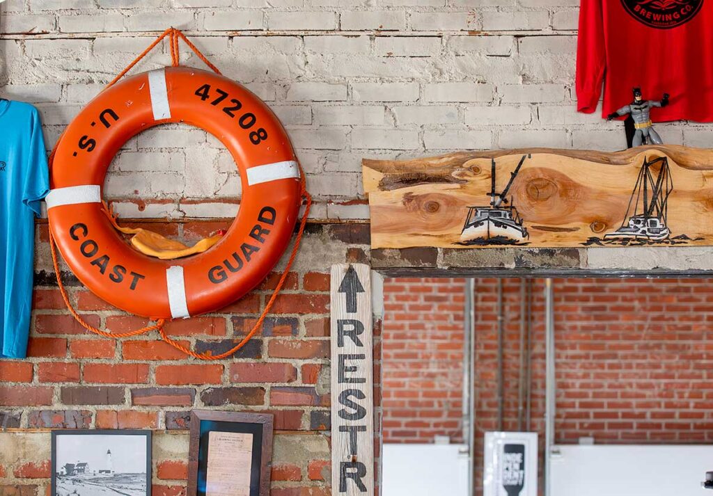 Interior wall decor at Gloucester Brewing Company